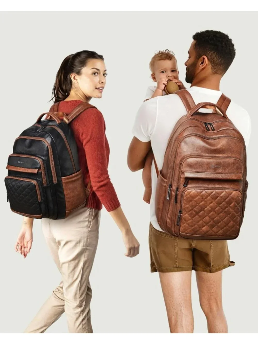 Stylish Vegan Leather Laptop Backpack for Work, Travel & Gym - Multi-Pocket